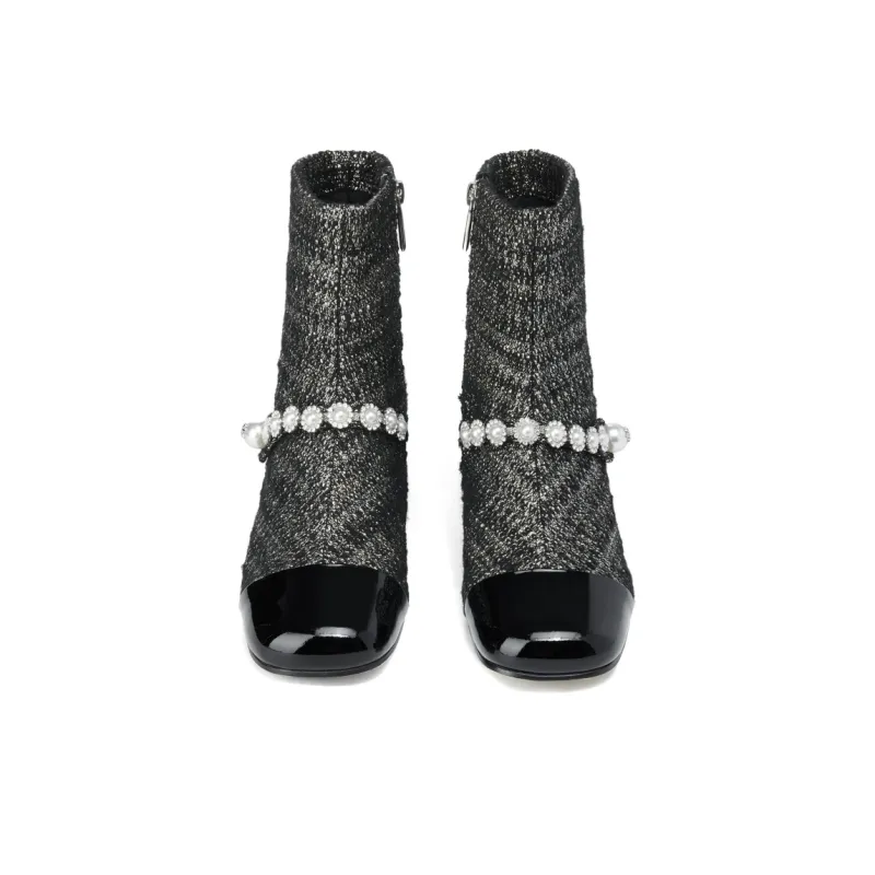 ELLE Ankle Boots Women's Black/Blue Gold-9
