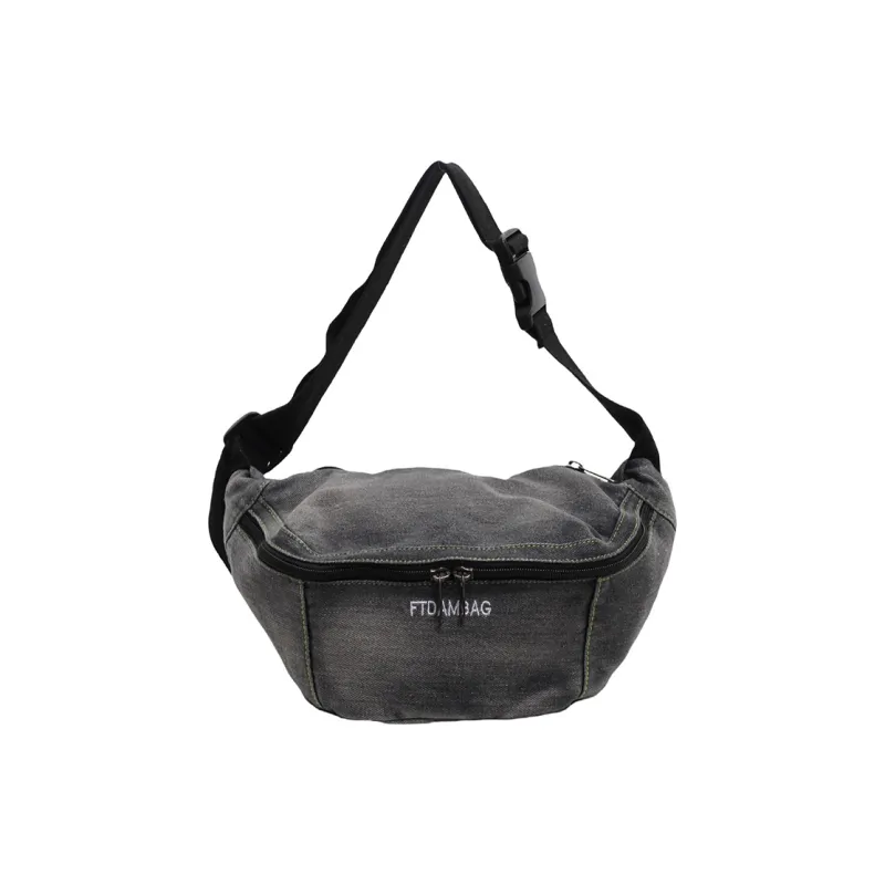 Yalu Denim Shoulder Bag Regular Women's Light Blue/Dark Brown-4