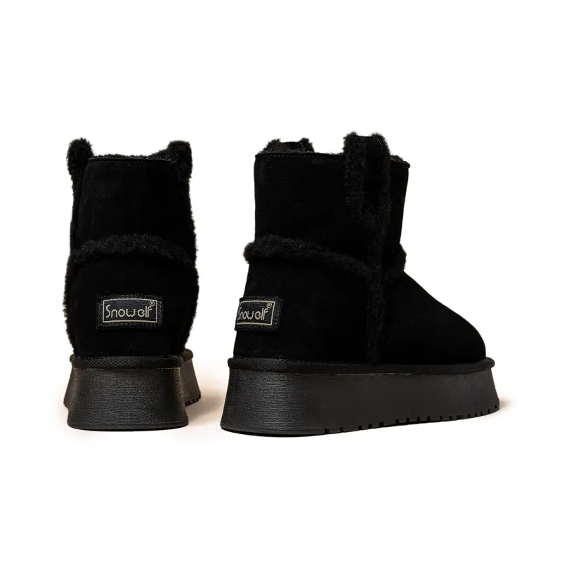 SNOWELF Warm Slip-Resistant Short Snow Boots 4cm Women's-9