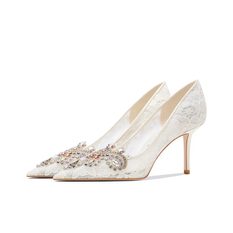 PJJUU Slim Heel High Heels 8.5cm Women's White-2