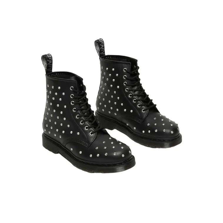Dr. Martens 1460 Stud Wanama Leather Lace Up Boots 'Black' Women's-1
