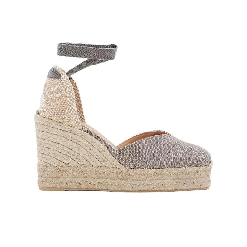 Castañer Chiara Wedge Heel High Heels 8cm Women's Gray Beige-1