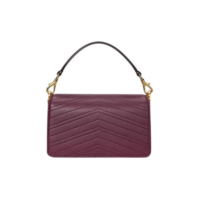 Polo Ralph Lauren Metal Logo Turn Lock Closure Leather Small Size Women's Grape Purple-2