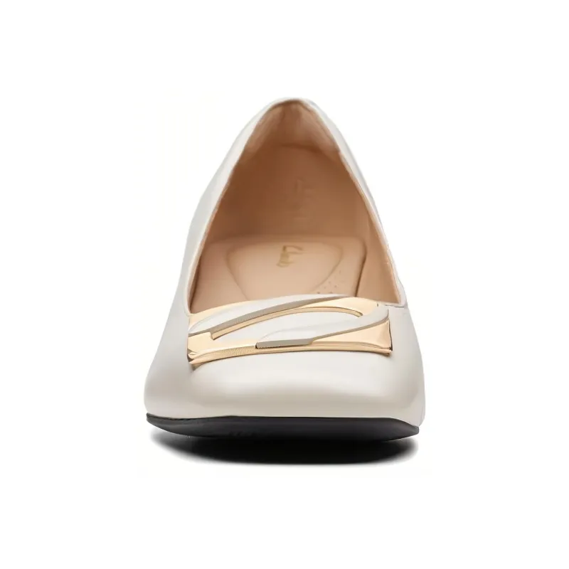 Clarks Block Heel High Heels 4.5cm Women's White-2