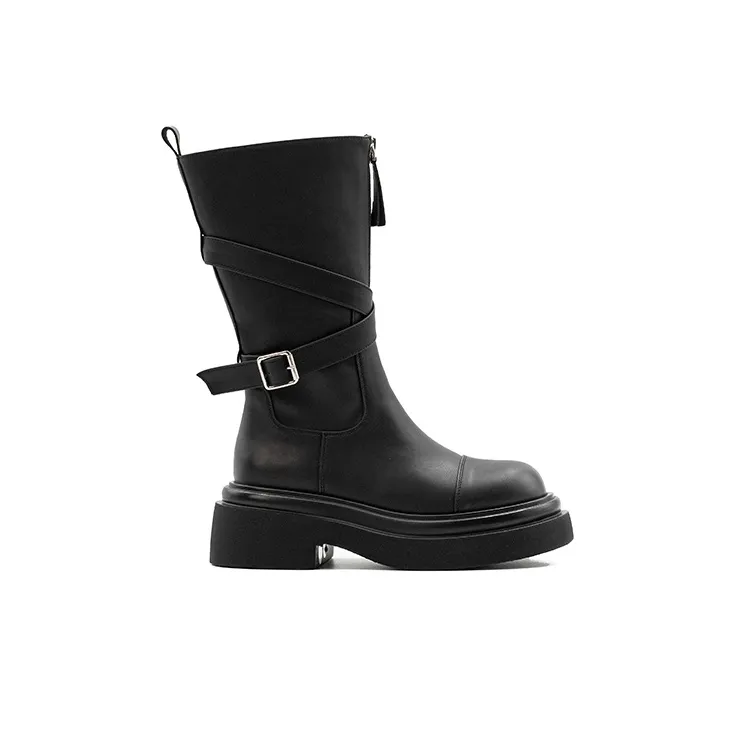 Little Sue Niche Design Lapel Double-Wear Hot Girl Biker Boots Ankle Boots Women's-2