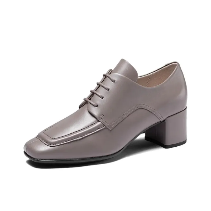 Ecco Chunky Heel High Heels 5cm Women's Gray-1