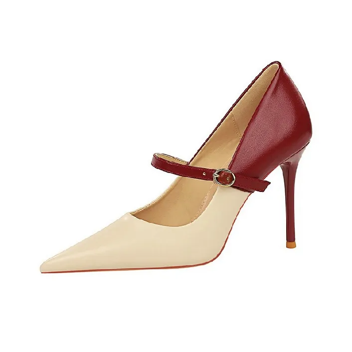 BIGTREE High Heels Women's Black Brown Ecru Burgundy-4