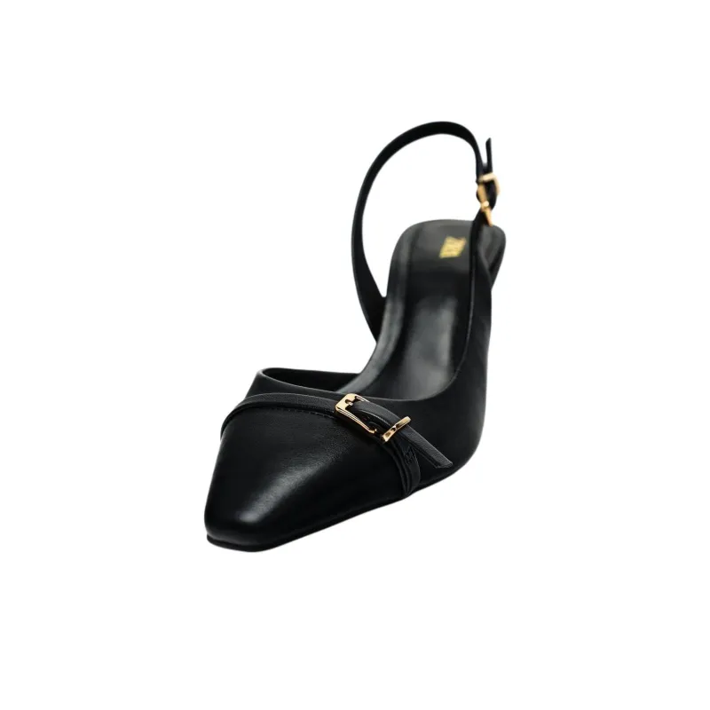 ZARA Chunky Heel High Heels Women's Black-2