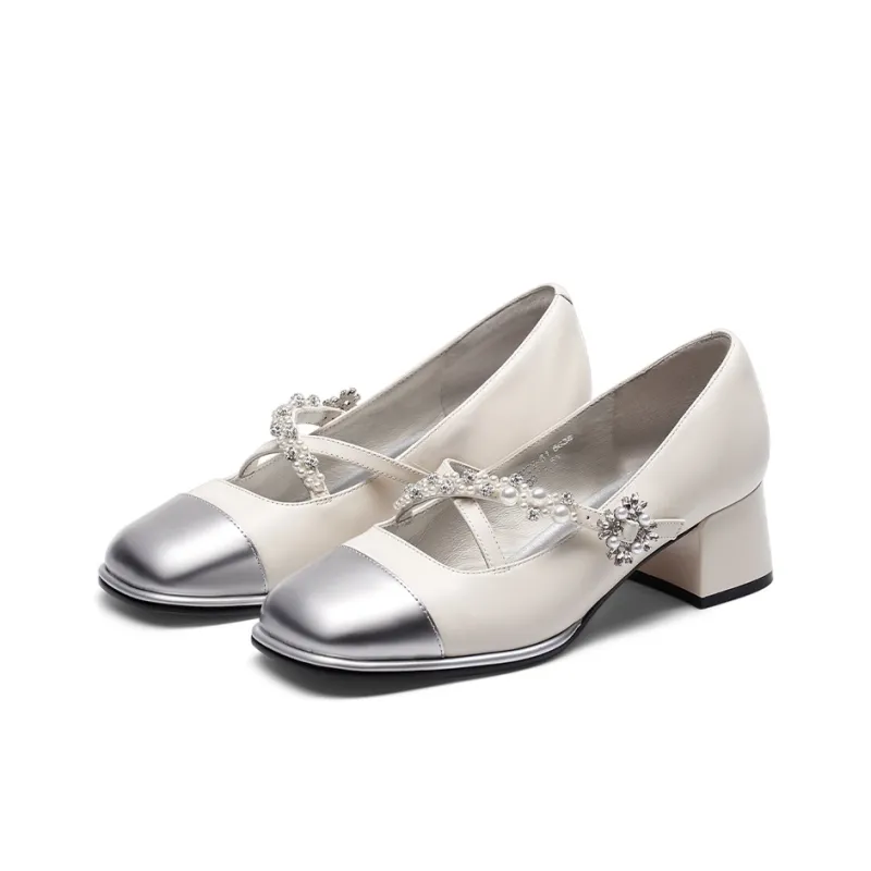 Kiss Kitty Block Heel High Heels 4.5cm Women's White-0