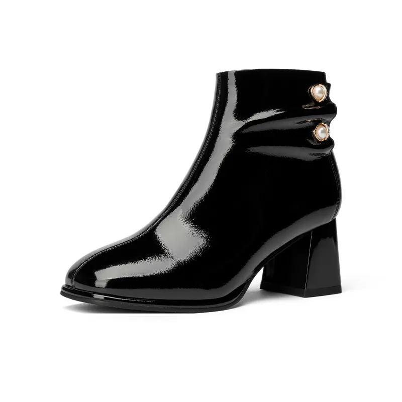 GEMEIQ Ankle Boots Women's Black/Ecru/Milk Tea-6