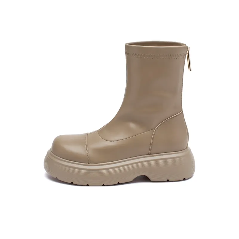 AGSDON Ankle Boots Women's Black/Milk Tea/Beige-6