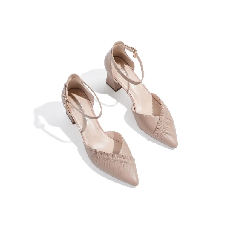 Mulinsen Chunky Heel High Heels 5CM Women's Nude-2