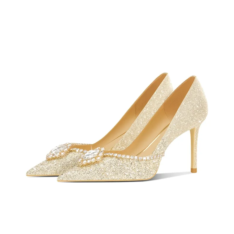 ROSE CASTLE High Heels 8.5cm Women's Gold-2