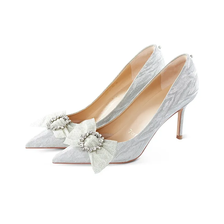 7or9 Moonstone Valentine Box Slim Heel High Heels 9cm Women's Silver-2