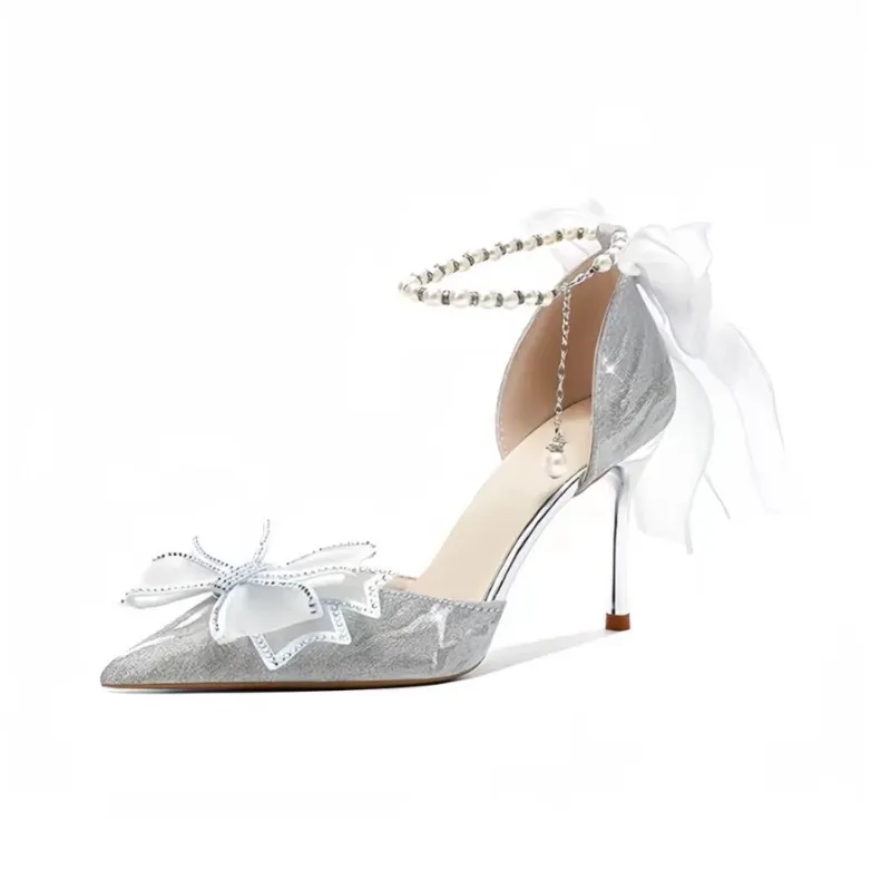 CHILI French Elegance Pointed Toe Evening Princess Slim Heel High Heels Women's-0