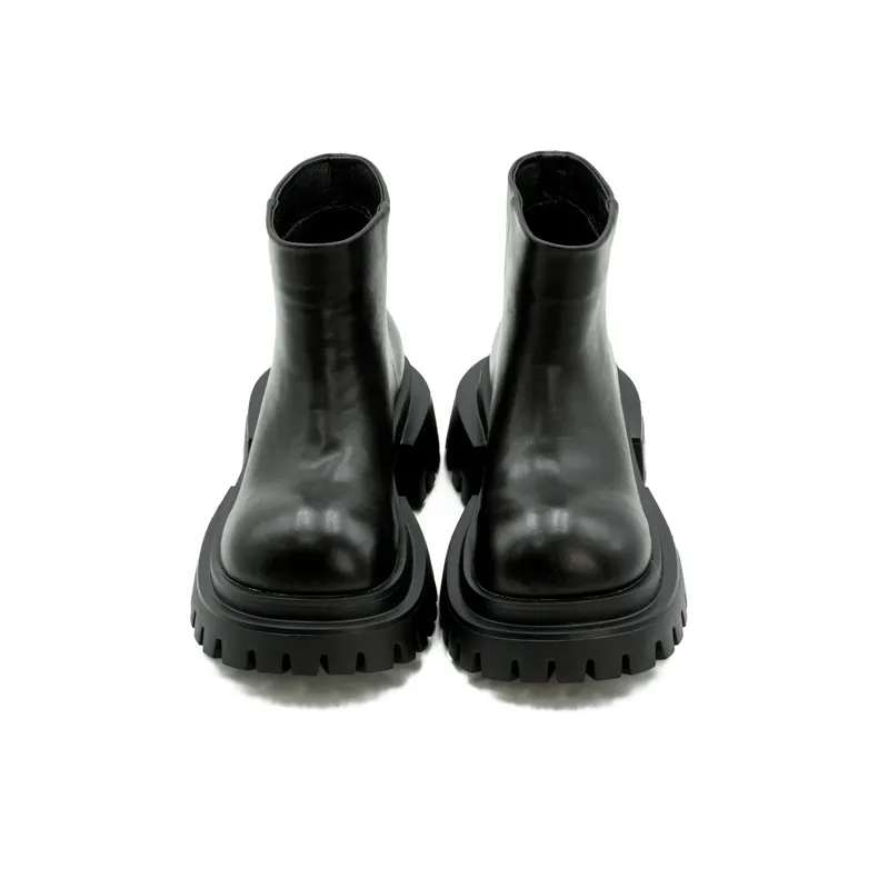 Little Sue Niche Design Trendy Versatile Large Head Cigarette Boot Ankle Boots Women's-2