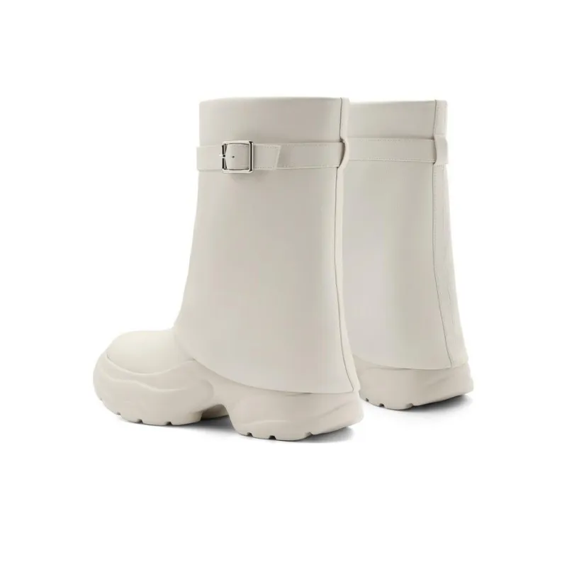 BELLE Ankle Boots 6CM Women's Soft Matte White Meteorite Black-10