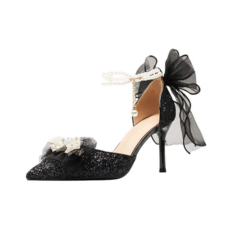 TADSW Black Swan Series Slim Heel High Heels 8cm Women's Black-1