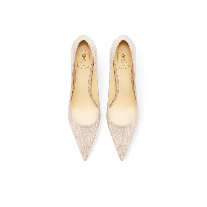 ROSE CASTLE Slim Heel High Heels 6.5cm Women's Gold Silver-1