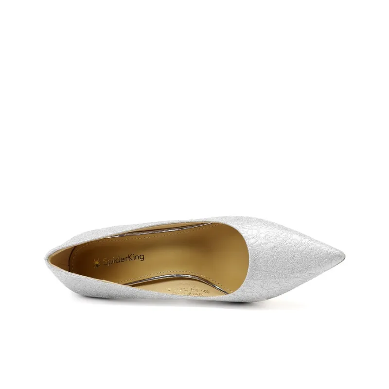 Spider King Slim Heel High Heels 7cm Women's Silver White-2