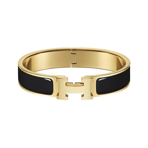 HERMES Clic H Enamel Bangles Women's Gold/Black