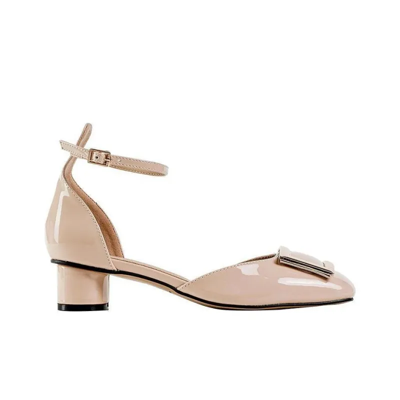 Wonderful Couple Chunky Heel High Heels 3.5cm Women's Nude Pink-1