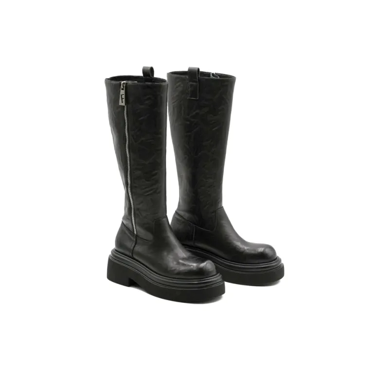 Little Sue Unique Design Trendy Fashion British Style Shiny Chelsea Long Boots Knee-high Boots Women's-7
