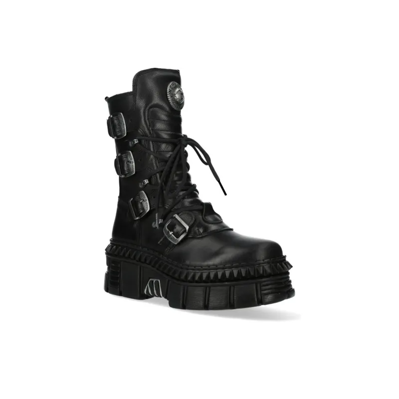 NEW ROCK Ankle Boots 6cm Unisex Black-2