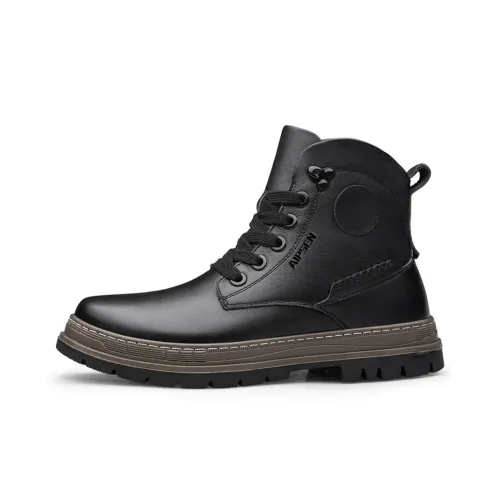 AIPSEN Short Martin Boot Low Heel Men's Black