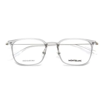MONTBLANC Plate Frame Plastic Metal Square Optical Glasses Unisex Light Gray