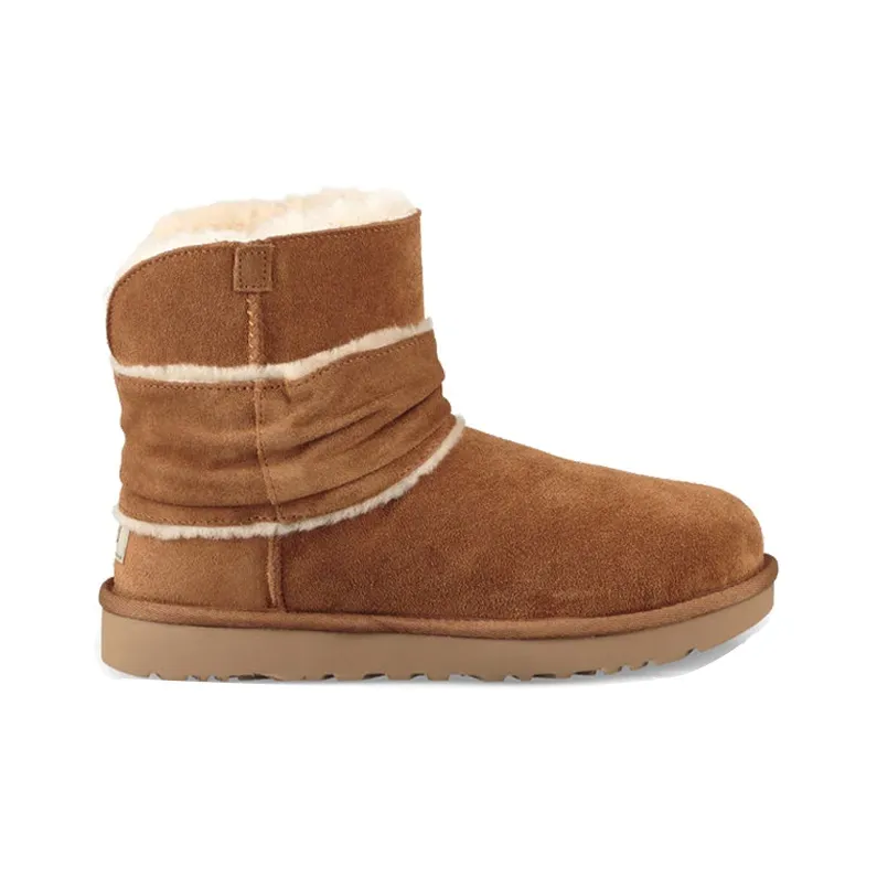UGG Mini Spill Seam Bow Lacing Fleece Lined Brown Women's-1