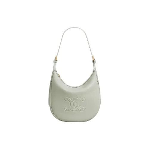 CELINE Cuir Triomphe Calfskin Crossbody Bag, Shoulder Bag Small Size Women's Light Green