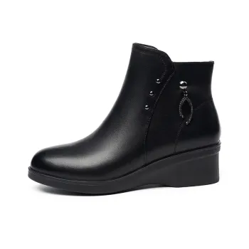 AOKANG High Top Casual Ankle Boots Women's Black