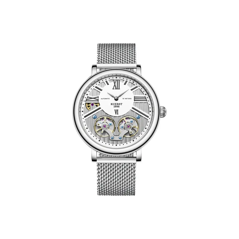 KUERST Mechanical Movement Stainless Steel Watchband Watch Men's Watches Black Dial-4
