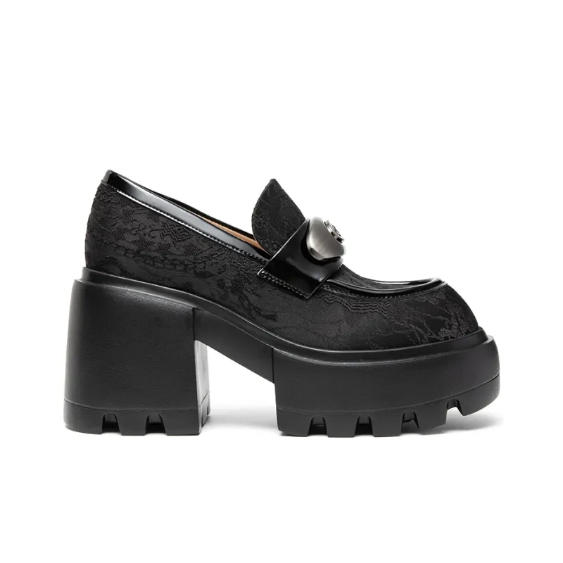 MIO High Heels Women's Black Glossy | Black Twill-7