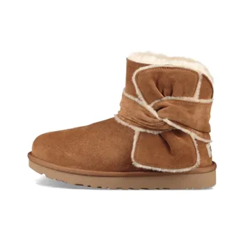 UGG Mini Spill Seam Bow Lacing Fleece Lined Brown Women's