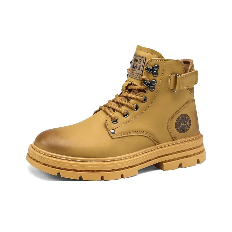 Abango Martin Boots Men Yellow, Black-1