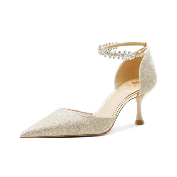ROSE CASTLE Flared Heel High Heels 6.5cm Women's Light Gold