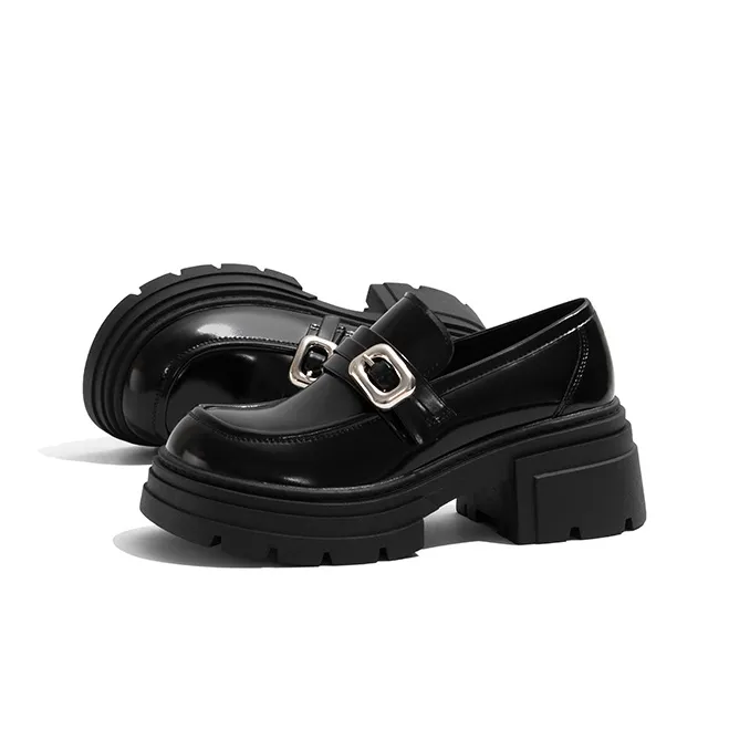 Old Meow Chunky Heel High Heels 7cm Women's Black-1