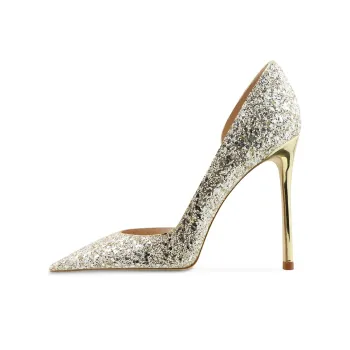 Ganxiaojie Slim Heel High Heels Women's Champagne Gold