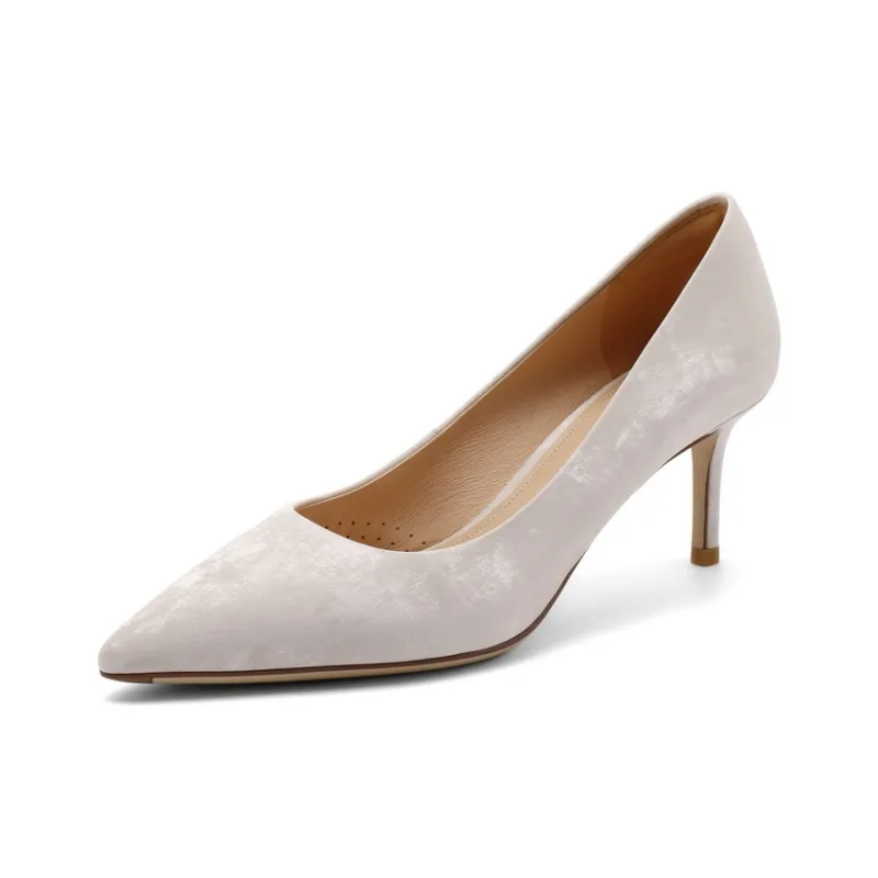 BELLE Slim Heel High Heels 7cm Women's Brown Beige-5