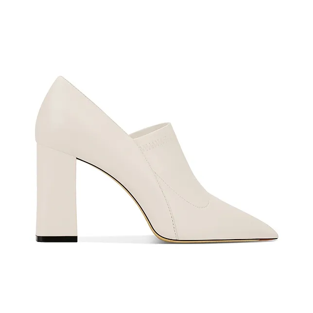 ;HMZ Chunky Heel High Heels Women's White-1
