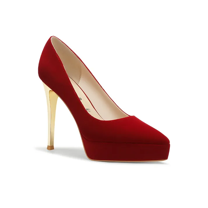 PJJUU Slim Heel High Heels 12cm Women's Burgundy-1