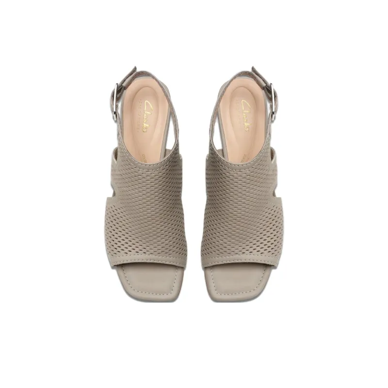 Clarks Siara 65 Flow Stone Chunky Heel High Heels 6.5cm Women's Gray-3