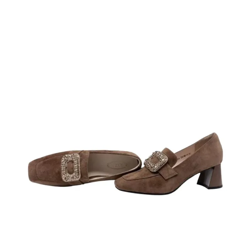 Satchi Chunky Heel High Heels 5.3cm Women's Brown-2