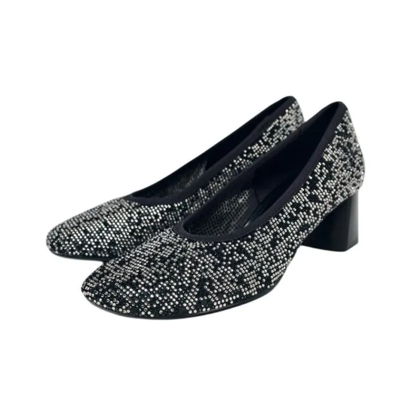 ZARA Chunky Heel High Heels 5m Women's Silver Black-2