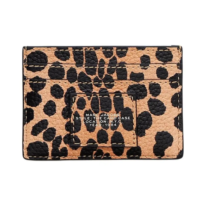 MARC JACOBS Eggstone Grain Leather Card Holder Women's Leopard-1