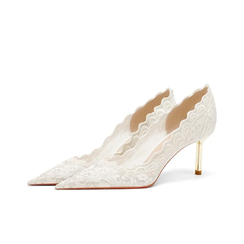 MEIAI High Heels Women's White-2