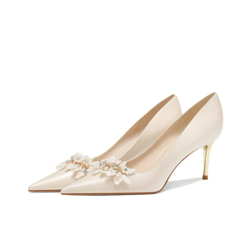PJJUU Slim Heel High Heels 6.5cm Women's Apricot-1