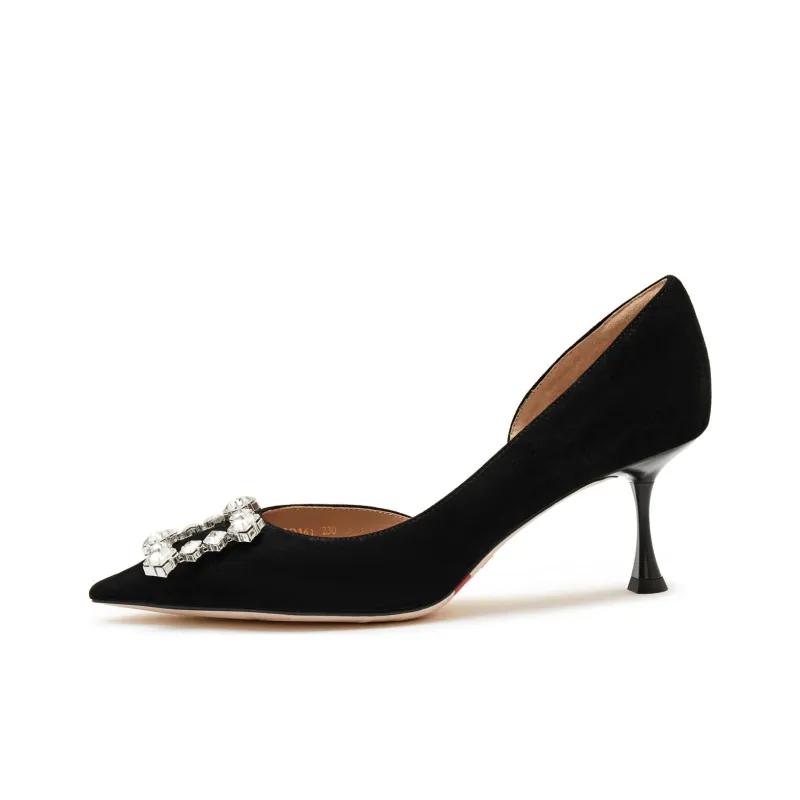 Staccato Sugar Cube Shoe Slim Heel Pointed Toe Crystal High Heels 7cm Women's-8
